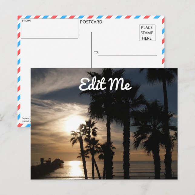 Customizable Sunset Silhouette Postcard (Front/Back)