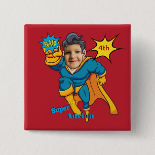 Customizable Superhero Birthday Personalize 2 Inch Square Button
