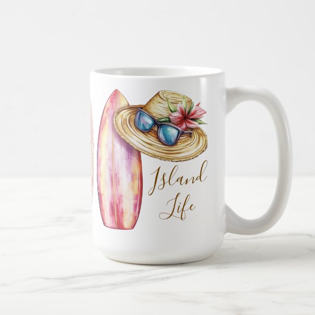 Customizable Surf’s Up Island Life  Coffee Mug (Right)