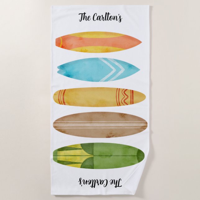 Customizable Surfboard Beach Towel (Front)