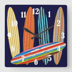 Customizable Surfboards Square Wall Clock