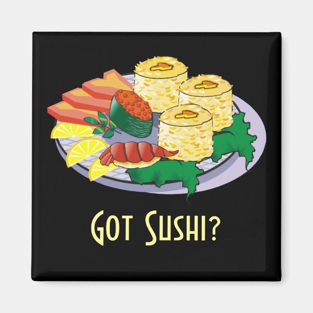 Customizable Sushi Magnet - Add text, background. (Front)