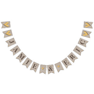 Customizable Swallowtail 16 flag Bunting with Hear