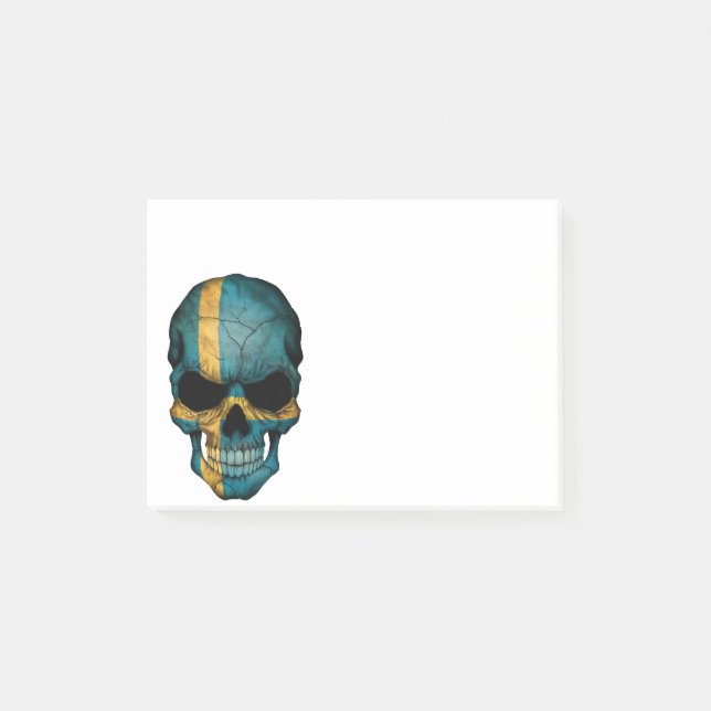 Customizable Swedish Flag Skull Post-it Notes (Front)
