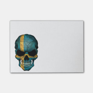 Customizable Swedish Flag Skull Post-it Notes