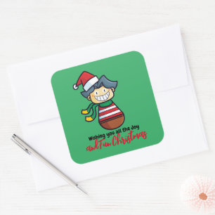 Customizable Sweet & Fun Christmas Square Sticker