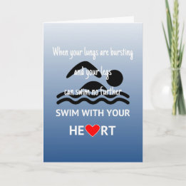 Customizable swim with heart motivational card