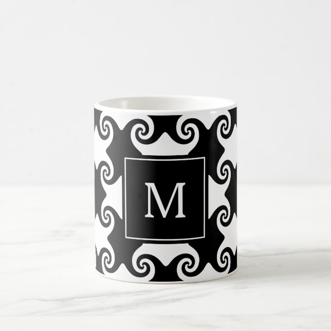 Customizable Swirl Shapes Celtic like w/ Monogram Coffee Mug (Center)