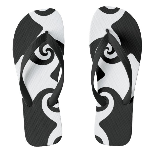 Customizable Swirl Shapes Tribal like Flip-flop Flip Flops (Footbed)
