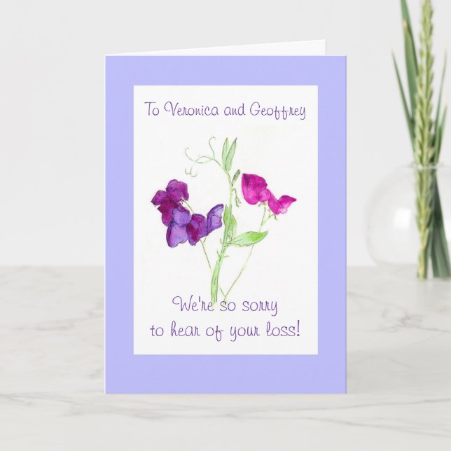 Customizable Sympathy Card - Sweet Peas (Front)