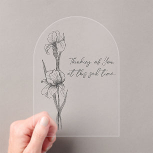 Customizable Sympathy Card with Hand-Drawn Iris  Acrylic Invitations