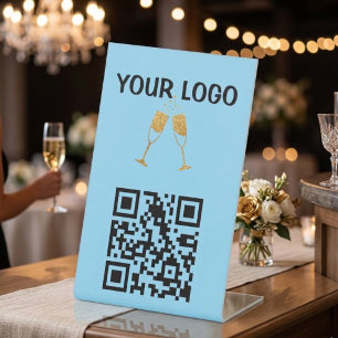 CUSTOMIZABLE TABLE QR CODE STAND FOR RESTAURANTS  PEDESTAL SIGN