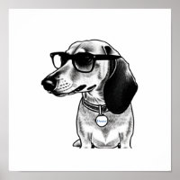 Customizable Tag Cute Dachshund with Glasses Poste
