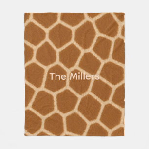customizable, tan, giraffe, print fleece blanket. blanket