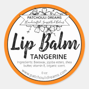 Customizable Tangerine Lip Balm Label Handmade