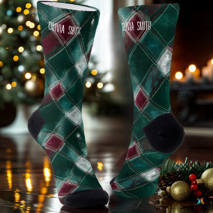 Customizable Tartan Plaid Personalized Chequered  Socks