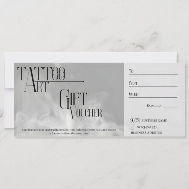 Customizable Tattoo Gift Voucher Invitation (Front)
