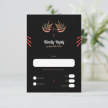 Customizable Tattoo style Love Swallows RSVP Cards