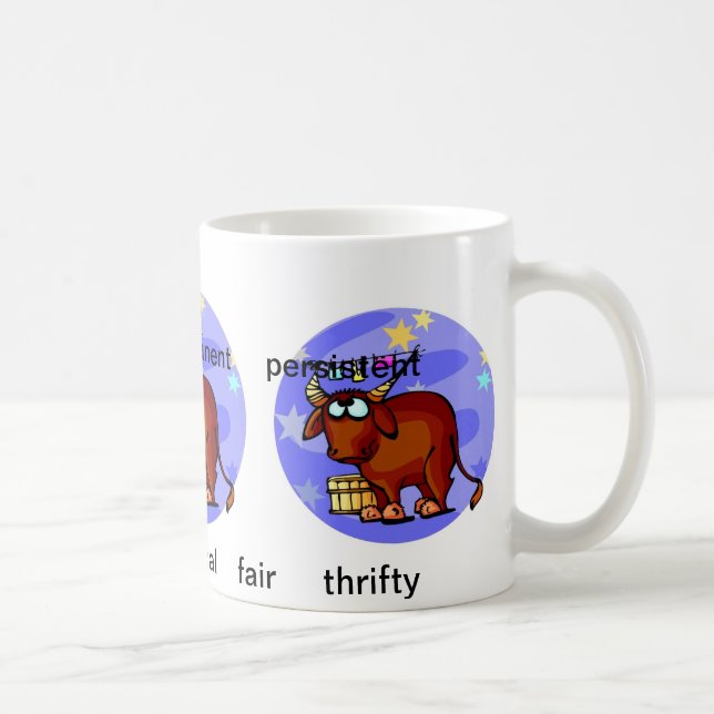Customizable Taurus traits Cute Cartoon Zodiac Coffee Mug (Right)