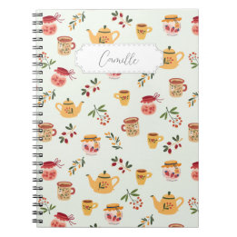 Customizable Tea Time Seamless Pattern Notebook