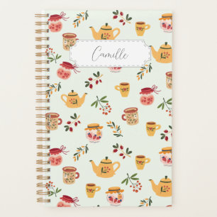 Customizable Tea Time Seamless Pattern Planner