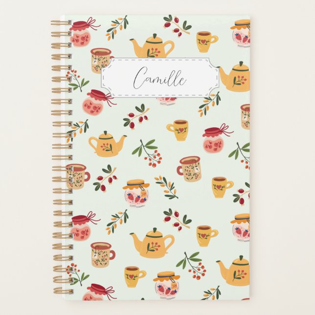 Customizable Tea Time Seamless Pattern Planner (Front)