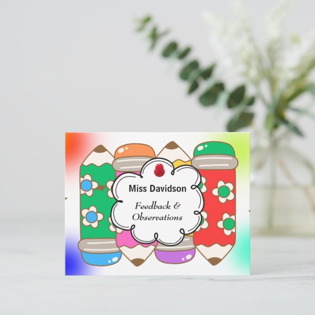 Customizable Teacher Feedback Comment to Student  Card (Standing Front)