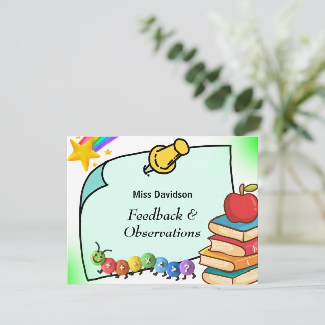 Customizable Teacher Feedback Comment to Student  Card (Standing Front)