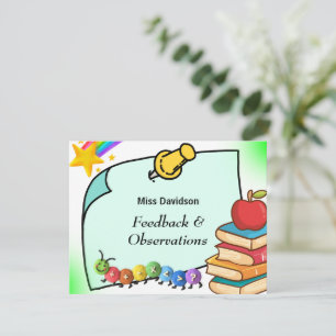 Customizable Teacher Feedback Comment to Student  Card