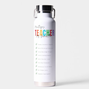 Customizable Teacher Funny Checklist Colourful   Water Bottle
