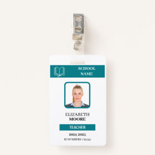 Customizable Teacher & Student ID Card Template Badge