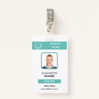 Customizable Teacher & Student ID Card Template Badge