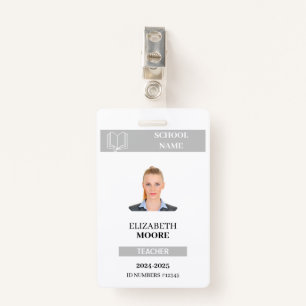Customizable Teacher & Student ID Card Template Badge