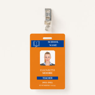 Customizable Teacher & Student ID Card Template Badge