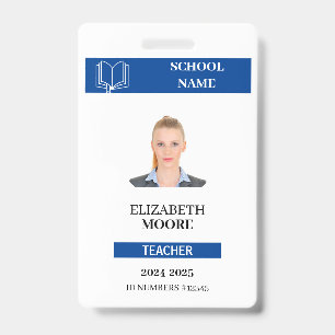 Customizable Teacher & Student ID Card Template Badge