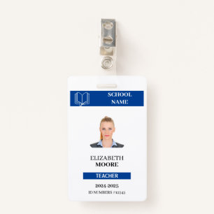 Customizable Teacher & Student ID Card Template Badge