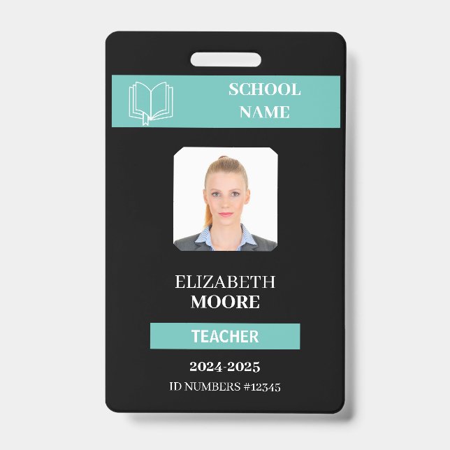 Customizable Teacher & Student ID Card Template Badge (Front)