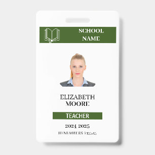 Customizable Teacher & Student ID Card Template Badge
