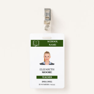 Customizable Teacher & Student ID Card Template Badge