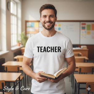 Customizable Teacher Text Statement T-Shirt forMen