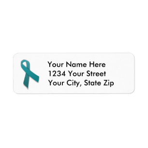 Customizable Teal Cancer Ribbon Address Label