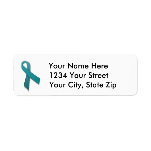 Customizable Teal Cancer Ribbon Address Label (Front)