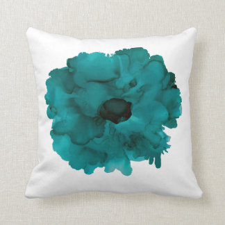 Customizable!!! Teal carnation hand painted floral Throw Pillow