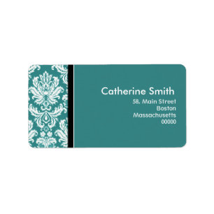 Customizable Teal Damask Address Labels