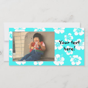 Customizable Teal Hibiscus Photocard