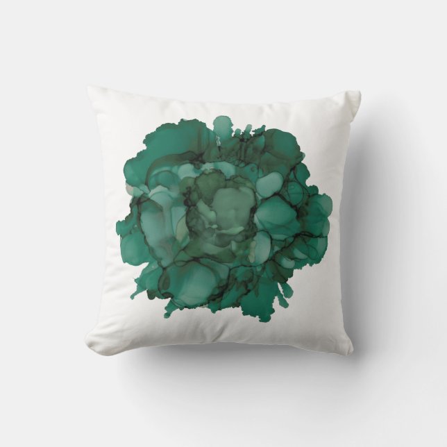 Customizable!!! Teal peony hand painted floral Throw Pillow (Front)
