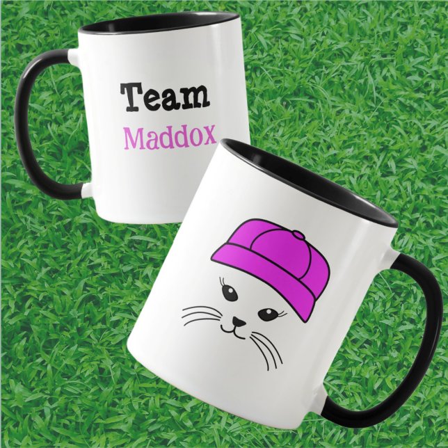Customizable Team Little Cat Baseball Player Mug (Creator Uploaded)