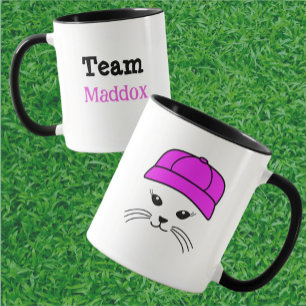 Customizable Team Sassy Cat Baseball Player Mug