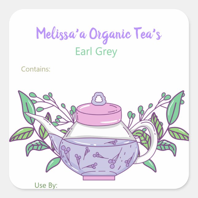 Customizable Tea's and Tea Blends Food Labels (Front)