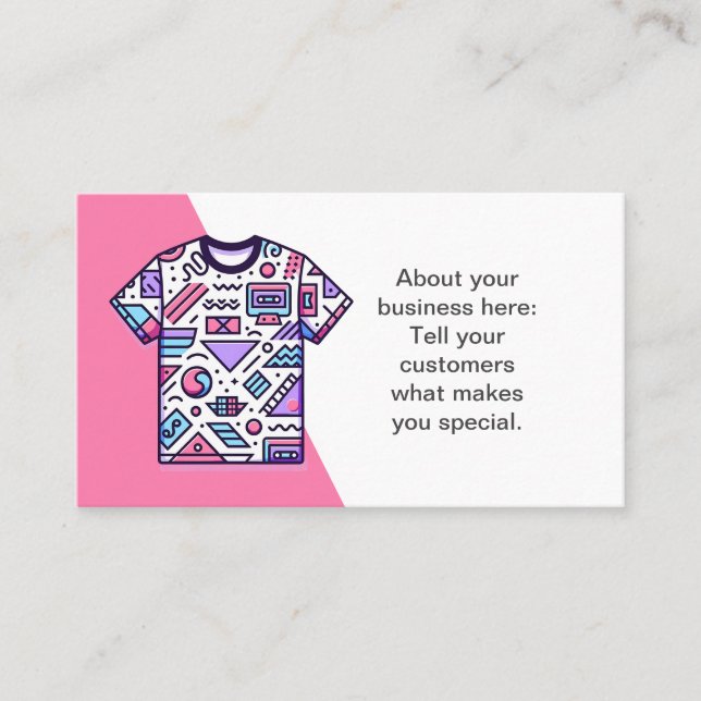Customizable Tee Shirt Seller Shop Business Card (Front)